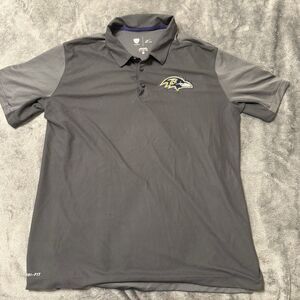Baltimore Ravens Nike Polo Shirt‎ Mens XL Gray NFL Football Dri Fit On Field